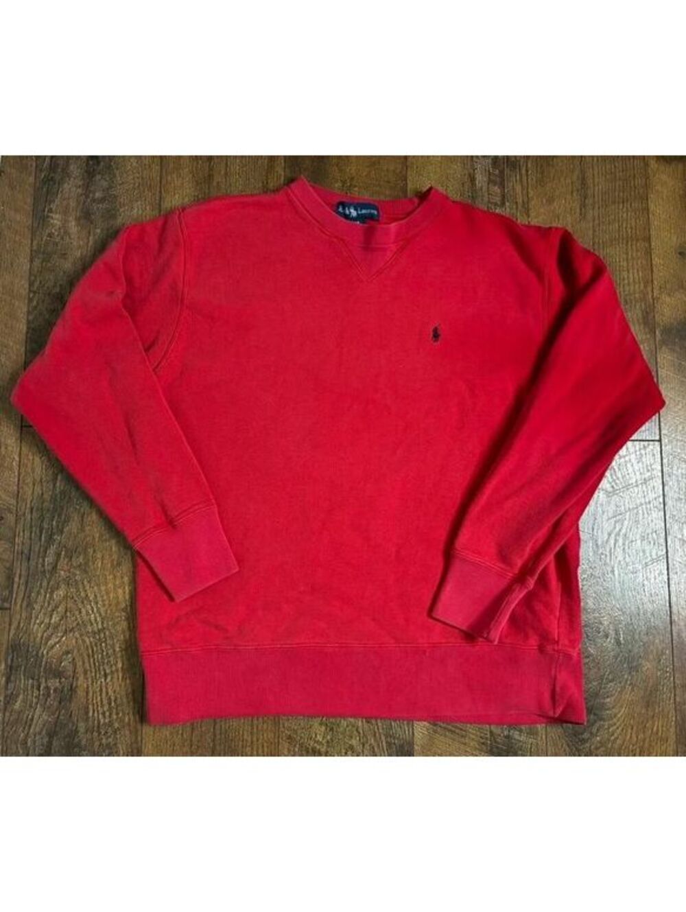 Classic Ralph Lauren Red Crewneck Sweatshirt Men's Medium Black Pony Logo